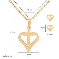 Fashion Cross Heart Shaped Necklace Earrings Set main image 6