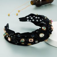 New Baroque Retro Gold Velvet Sewing Crystal Headband main image 3