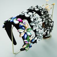 New Baroque Black Flannel Stained Glass Diamond Flower Headband main image 2