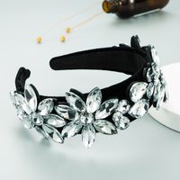 Neues Barockes Schwarzes Flanell-buntglas-diamantblumen-stirnband main image 3