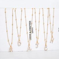 Golden Round Bead Pearl Letter Necklace main image 5