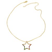 Fashion Simple Five-pointed Star Moon Pendant Necklace main image 6
