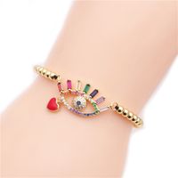 Bijoux De Mode Cuivre Micro-ensemble Zirconium En Forme De Coeur Yeux De Démon Réglable Bracelet En Gros Nihaojewelry sku image 1