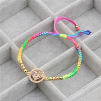 Coréenne Style Micro-incrusté Couleur Zircon Réglable En Forme De Coeur Amour Bracelet Couleur Tissé Réglable Diy Bracelet Pour Les Femmes sku image 3