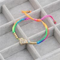 Coréenne Style Micro-incrusté Couleur Zircon Réglable En Forme De Coeur Amour Bracelet Couleur Tissé Réglable Diy Bracelet Pour Les Femmes sku image 5