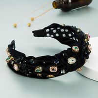 New Baroque Retro Gold Velvet Sewing Crystal Headband sku image 2