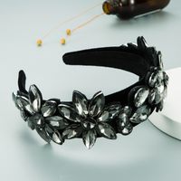 New Baroque Black Flannel Stained Glass Diamond Flower Headband sku image 2