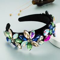 New Baroque Black Flannel Stained Glass Diamond Flower Headband sku image 3