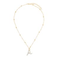 Golden Round Bead Pearl Letter Necklace sku image 1