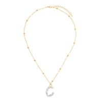 Golden Round Bead Pearl Letter Necklace sku image 6