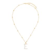 Golden Round Bead Pearl Letter Necklace sku image 8