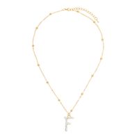 Golden Round Bead Pearl Letter Necklace sku image 9