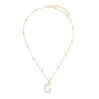 Golden Round Bead Pearl Letter Necklace sku image 2