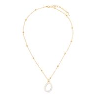 Golden Round Bead Pearl Letter Necklace sku image 16