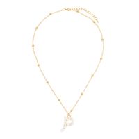 Golden Round Bead Pearl Letter Necklace sku image 17