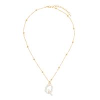 Golden Round Bead Pearl Letter Necklace sku image 18