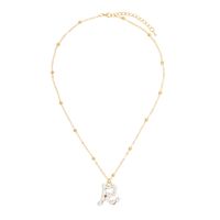 Golden Round Bead Pearl Letter Necklace sku image 19