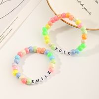 Simple Colorful Resin Letter Two-piece Children's Bracelets main image 2