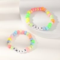 Simple Colorful Resin Letter Two-piece Children's Bracelets main image 5