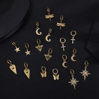 Retro C Shape Plating Alloy Artificial Gemstones Earrings main image 5