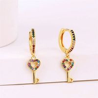 Korean Simple Cute Copper Inlaid Zirconium Key Earrings main image 1