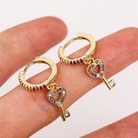 Korean Simple Cute Copper Inlaid Zirconium Key Earrings main image 3