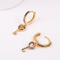Korean Simple Cute Copper Inlaid Zirconium Key Earrings main image 5