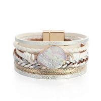 Bracelet Diamant Tressé Bohème En Cuir Multicouche main image 6
