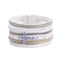 Bohemian Diamond Cross Leather Magnetic Buckle Bracelet main image 5