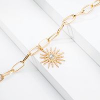 Fashion Hip Hop Diamond Sun Flower Pendant Necklace main image 5