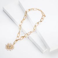 Fashion Hip Hop Diamond Sun Flower Pendant Necklace main image 6