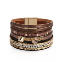 Bohemian Leather Diamond-studded Wide-sided Bracelet main image 5