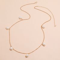 Simple Fashion Sexy Golden Chain Imitation Shaped Pearl Pendant Body Chain main image 3