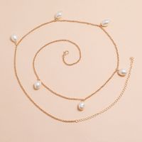 Simple Fashion Sexy Golden Chain Imitation Shaped Pearl Pendant Body Chain main image 4