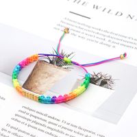 Beaded Hand-woven Bohemian Gradient Rainbow Bracelet main image 4