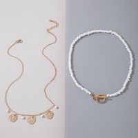 Fashion White Rice Beads Disc Multilayer Necklace main image 3