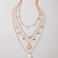 Bohemian Colored Rice Beads Star Pearl 4-layer Necklace main image 5