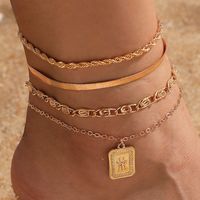 Simple New Snake Twist Chain Anklet 4-piece Set main image 1