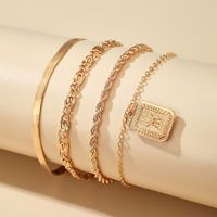 Simple New Snake Twist Chain Anklet 4-piece Set main image 4