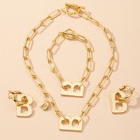 B Letter Necklace Bracelet Earrings Set main image 2