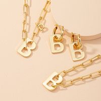B Letter Necklace Bracelet Earrings Set main image 3