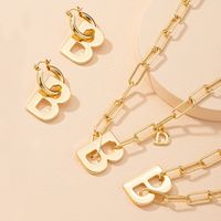 B Letter Necklace Bracelet Earrings Set main image 4