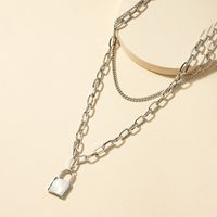 Double Layered Hip-hop Lock-shaped Necklace main image 3