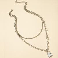 Double Layered Hip-hop Lock-shaped Necklace main image 5