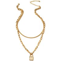 Double Layered Hip-hop Lock-shaped Necklace main image 6