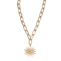 Fashion Hip Hop Diamond Sun Flower Pendant Necklace sku image 1