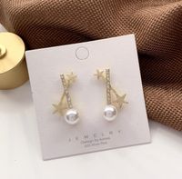 Cross Full Diamond Imitation Pearl Earrings main image 5