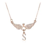 S Letter Angel Wings Diamond Necklace main image 3