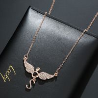 S Letter Angel Wings Diamond Necklace main image 6