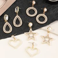 Fashion Round Five-pointed Star Pearl Earrings main image 6